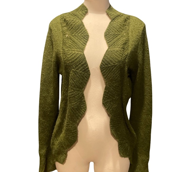 Olive green cardigan sweater - Picture 1 of 7
